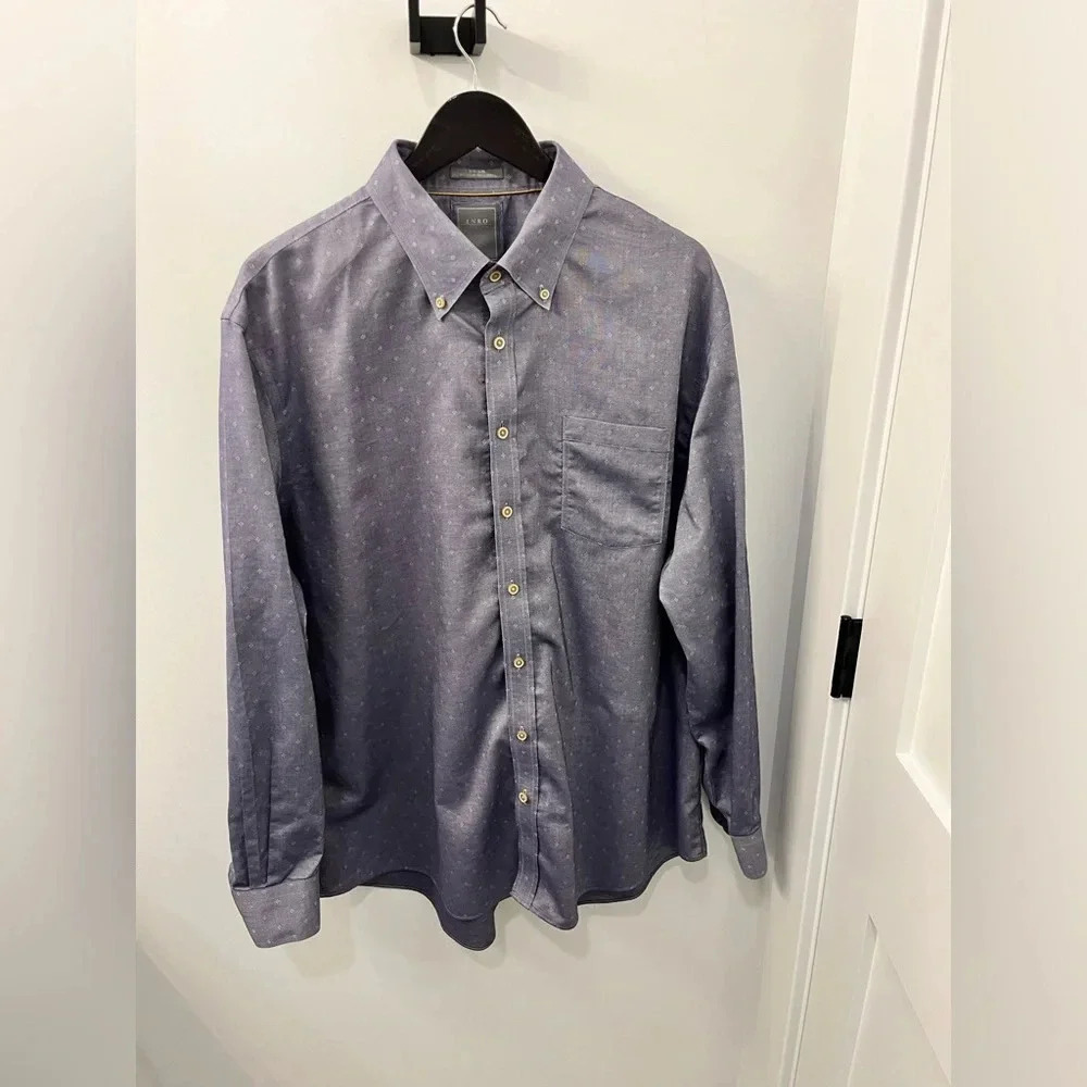 ENRO blue patterned button down dress shirt size XXL 100% cotton mens